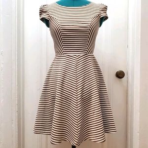 Striped Dress in Bronze and White